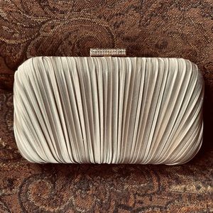 Jessica McClintock cream satin evening hand bag